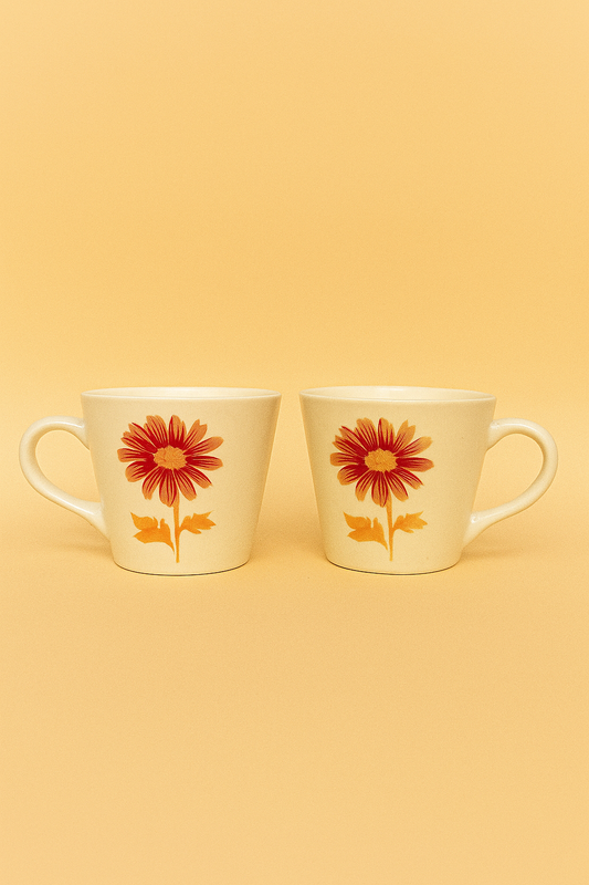 Tea Cups - Red Flower (set of 2)