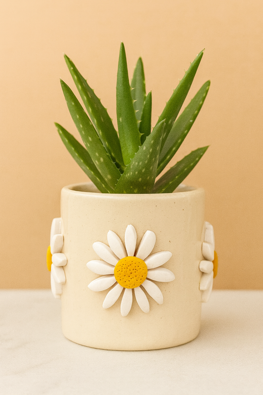 Daisy Indoor Planter With Clay Art