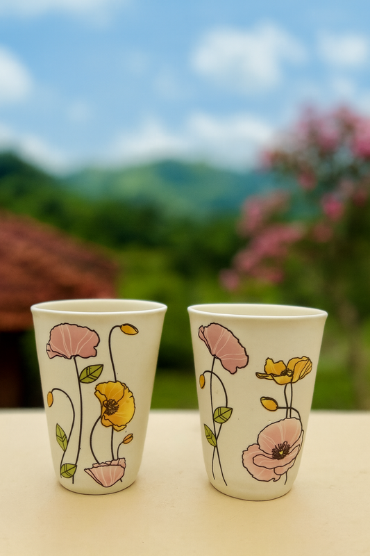 Ceramic Kulhad  Poppy (set of 2)